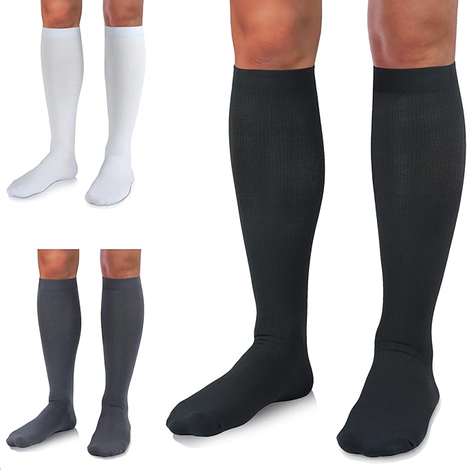 Medical Compression Socks for Women and Men 3 Pairs 20-30 mmHg Knee High Christmas Compression Stockings Circulation Best for Running Athletic Nurses