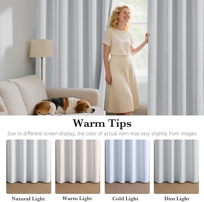 RYB HOME White Short Blackout for Small Window 45 inches Length, Thermal - Image 6