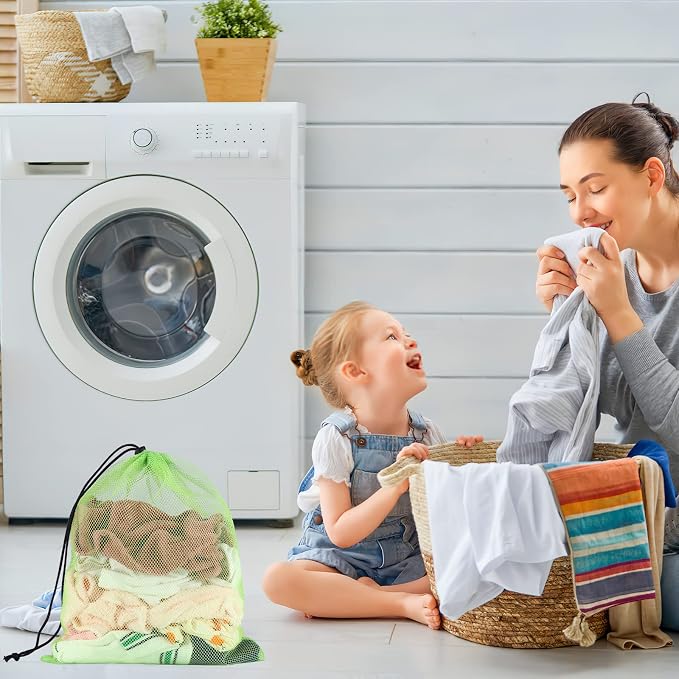 iMucci 13"X15.5" 6Pcs Mesh Laundry Drawstring Bag Nylon Drawstring Gym Bag - Image 6