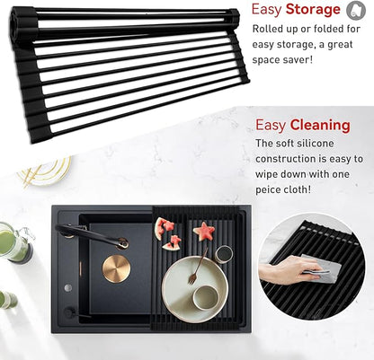 MERRYBOX Roll Up Dish Drying Rack, Silicone Wrapped Over The Sink Dish Rack - Image 3