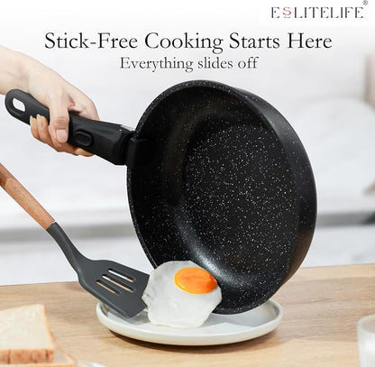 ESLITE LIFE Nonstick Ceramic Frying Pans Skillets Set - Image 5