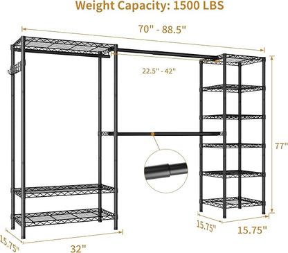 Expandable Heavy Duty Garment Rack Clothes Rack, Large Metal Closet Organizer - Image 4