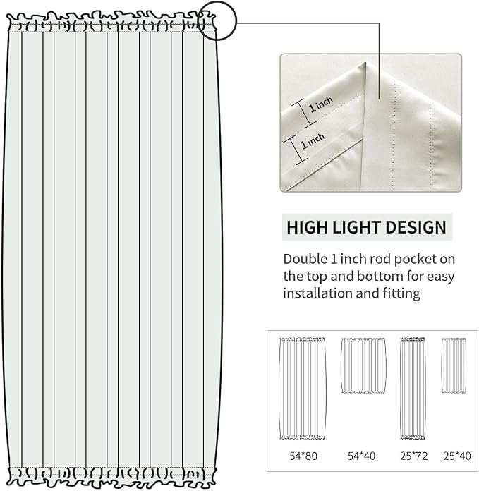 DWCN French Door Curtains – Rod Pocket Thermal Blackout Curtain - Image 3