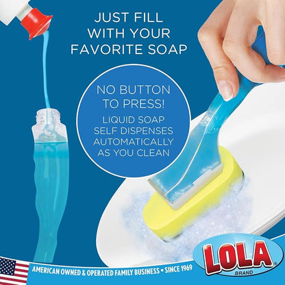 LOLA Dish Brush w/Soap Dispenser Wand, 1 Brush w/Head & 6 Refills, Absorbent - Image 2