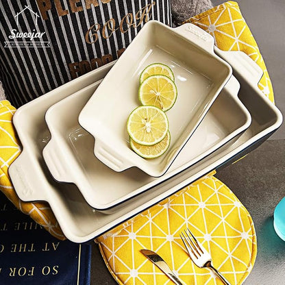 Sweejar Ceramic Bakeware Set, Rectangular Baking Dish Lasagna Pans - Image 5