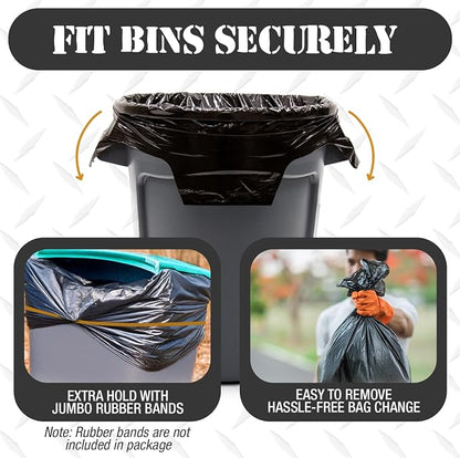 95-96 Gallon Extra-Large Black Garbage Can Liners, Heavy-Duty Trash Bags - Image 5