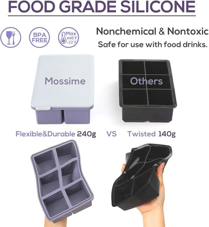 Mossime Large Ice Cube Molds: Square Whiskey Silicone Ice Cube Trays - Image 5