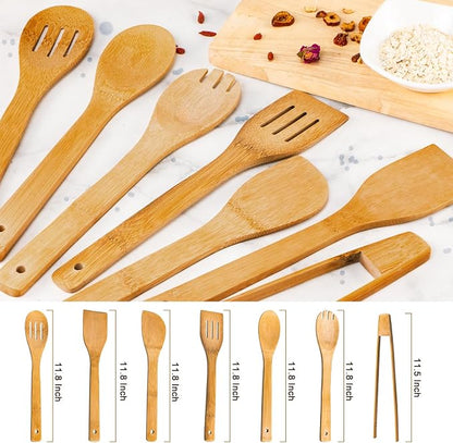Eisinly Wooden Spoons for Cooking 7-Piece, Kitchen Nonstick Bamboo Cooking - Image 2