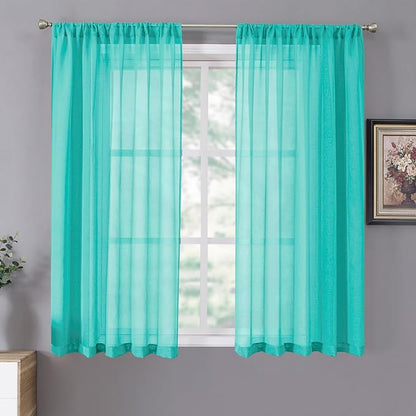 Tollpiz Short Sheer Curtains Living Room Linen Textured Curtain Sheers Light by Tollpiz