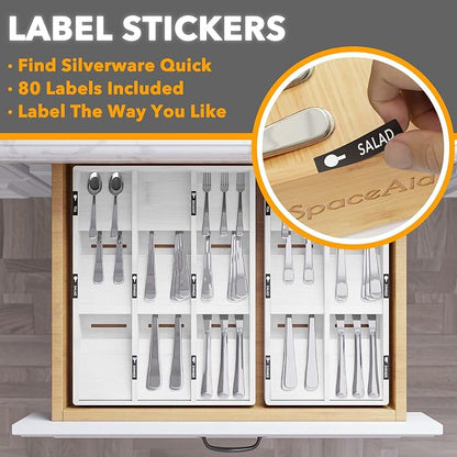 SpaceAid Bamboo Silverware Drawer Organizer - Image 3
