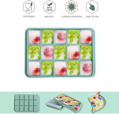 Ice Cube Trays Set of 2, Easy Release 15 Flexible Silicone Ice Cube Molds - Image 3