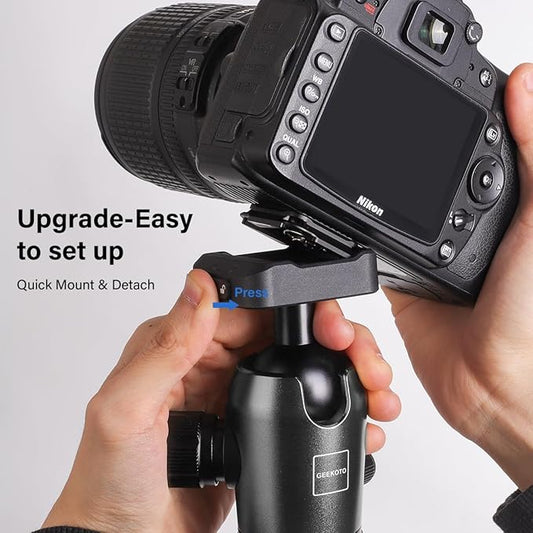 Geekoto 73-Inch Camera Tripod - Lightweight DSLR Tripod with 360° Ball Head & Quick Release Plate, Supports Up to 33.07 lbs, Portable for Travel & Outdoor Photography