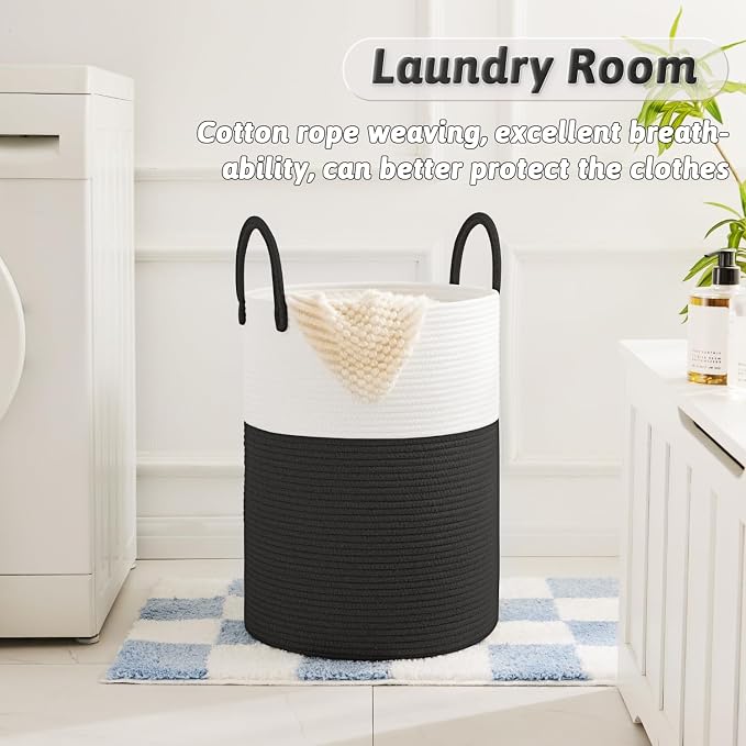 Laundry Basket, Woven Cotton Rope Laundry Hamper, 100L - Image 2