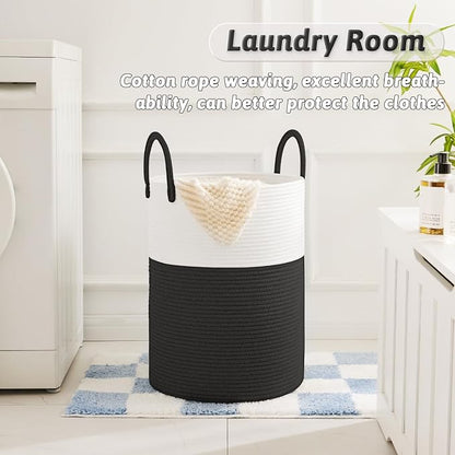 Laundry Basket, Woven Cotton Rope Laundry Hamper, 100L - Image 2