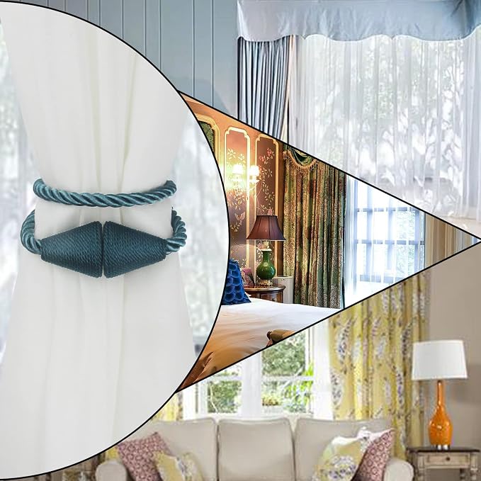 4 Pack Magnetic Curtain Tiebacks Rope Modern Handmade Curtain Tie Backs - Image 6