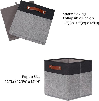 HNZIGE Cube Storage Baskets, Fabric Storage Cubes 12 x 12, Decorative Storage - Image 2