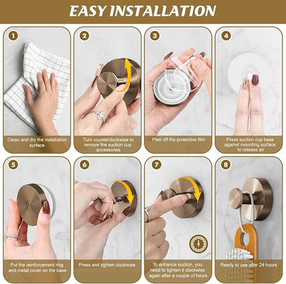 Suction Cup Hooks for Shower, No Drill Towel Hooks for Bathroom Wall, Tile to - Image 5