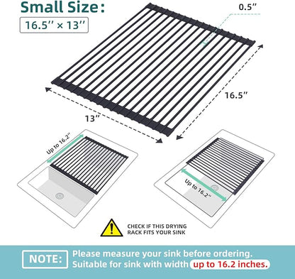 Ohuhu Roll Up Dish Racks, 16.5" L x 13" W Over The Sink Dish Drainer Drying - Image 2