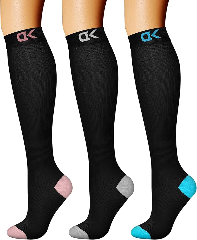 CHARMKING Compression Socks for Women & Men Circulation (3 Pairs) 15-20 mmHg is Best Support for Athletic Running Cycling