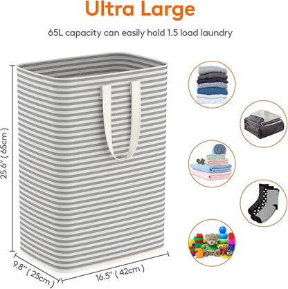 Lifewit Laundry Hamper Large Collapsible Laundry Baskets, Freestanding Waterproof Clothes Hamper with Easy Carry Handles in Laundry Room Bedroom Bathroom College Dorm for Adults, Gray, 65L