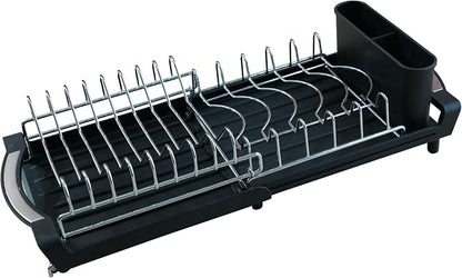 Dish Drying Rack Compact Expandable Double-Decker: Stainless, Rust-Proof by PINCHENG