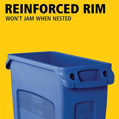 Rubbermaid Commercial Products Slim Jim Plastic Rectangular Recycling Bin/Trash - Image 2
