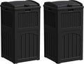 YESHOMY 2 Pack Outdoor Trash Can with Lid, Garbage Bins for Garden, Porch, Home and Kitchen, Black