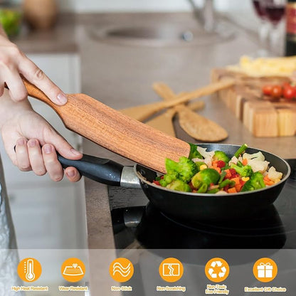 Spurtles Kitchen Tools Wooden, Natural Premium Spatula Set, Heat Resistant - Image 4