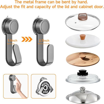 2 PCS Adjustable Pot Lid Holder, No Drill Adhesive Mount, Pot Lid Organizer - Image 4