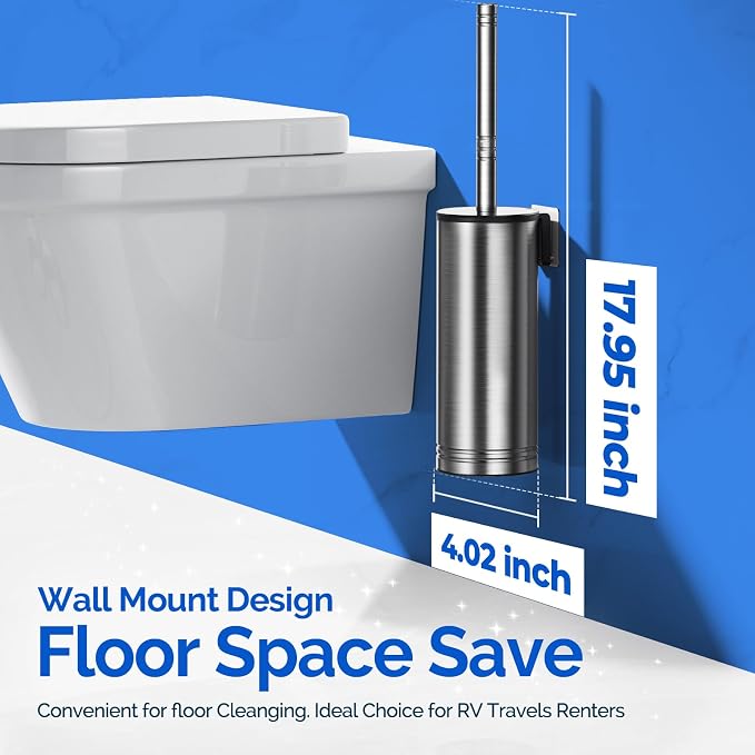 HAMITOR Toilet Brush and Holder Set: 304 Stainless Steel Heavy Duty Bowl - Image 6