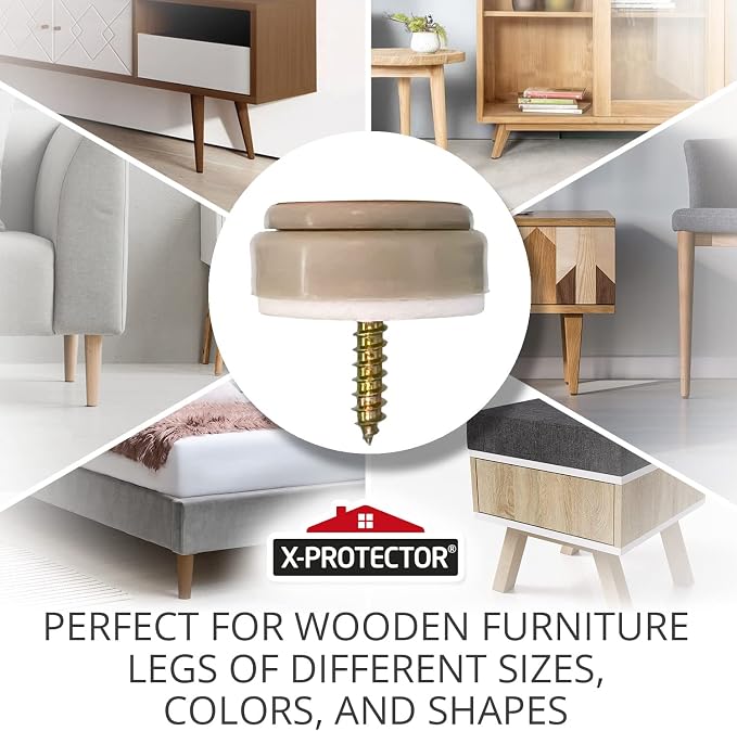 Chair Glides X-PROTECTOR – 16 PCS 1" Furniture Glides – Screw-On Chair Sliders - Image 2