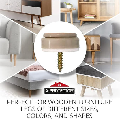 Chair Glides X-PROTECTOR – 16 PCS 1" Furniture Glides – Screw-On Chair Sliders - Image 2