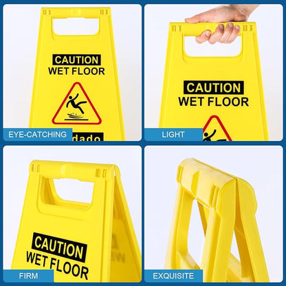 2-Pack Caution Wet Floor Sign, 17.5" Height, Bright Yellow Double-Sided Folding - Image 5