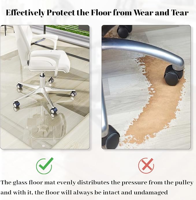 46" x 55" Glass Chair Mat, Heavy Duty Hard Floor Mat - Image 4
