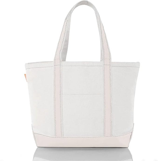 CB STATION Medium Classic Canvas Tote Bag for Women, Top Zipper Closure, Outer Pocket, Daily Essentials, Groceries, Traveling