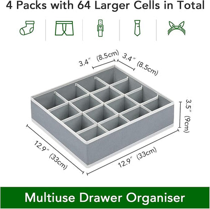 Joyoldelf Sock Drawer Organizer Divider Underwear Organizer 16-cell Fabric - Image 2