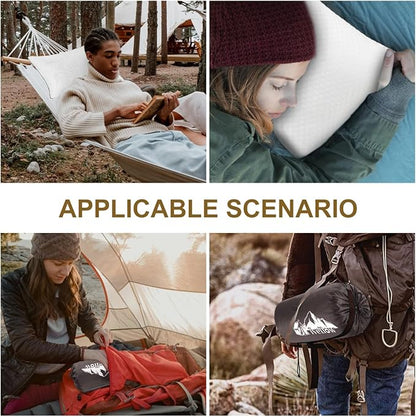 Ivellow Travel Pillow Cooling Camping Pillow for Sleeping Compressible Shredded Memory Foam Pillow Compact Firm Supportive Pillow for Adults Kids Outdoor Backpacking Hiking Essential Gear White S