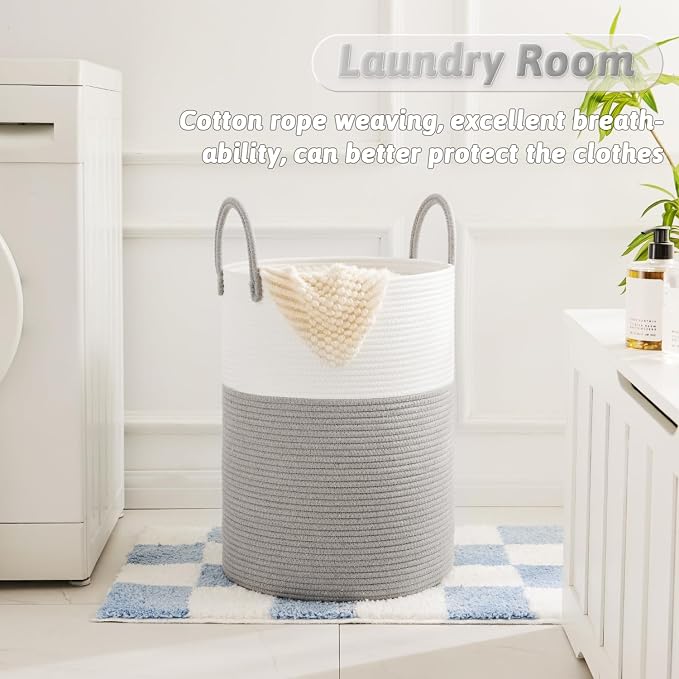 Laundry Basket, Woven Cotton Rope Laundry Hamper, 100L - Image 2