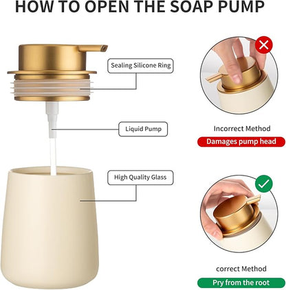 Enra Ceramic Soap Dispenser, 12 oz Hand Lotion Dispenser - Image 3