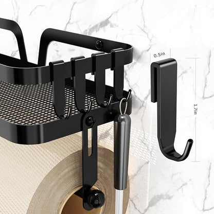 Taozun Paper Towel Holder with Shelf, Kitchen Paper Holder Spice Rack Black - Image 6