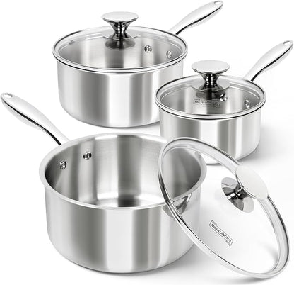 MICHELANGELO Triply Stainless Steel Saucepan Set by Michelangelo