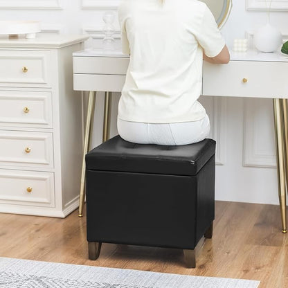 Adeco Faux Leather Storage Ottoman Bench - Image 2