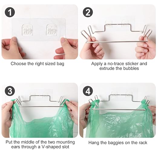 2 Pcs Stainless Steel Trash Bag Holder - Image 4