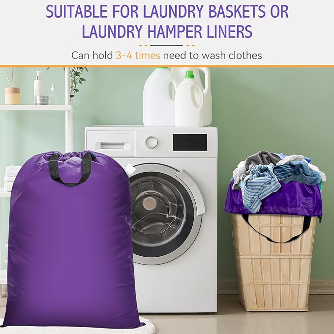 Extra Large Heavy Duty Laundry Bag - 28" x 40", Travel Laundry Bag for Dirty Clothes, Purple