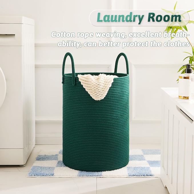 Laundry Basket, Woven Cotton Rope Laundry Hamper, 100L - Image 5