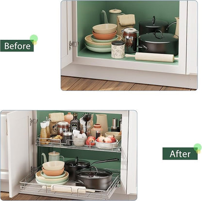 LOVMOR 2 Tier Individual Pull Out Cabinet Organizer 25½" W x 21½" D, Slide Out - Image 6