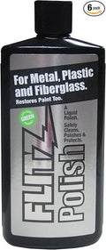 Flitz Multi Purpose Metal Polish Liquid - 3.4oz Bottle of USA-Made Tarnish Remover - For Aluminum, Chrome, Brass, Nickel, Silver - Non-Abrasive Metal Cleaner and Polish, Restorer (6 Pack)