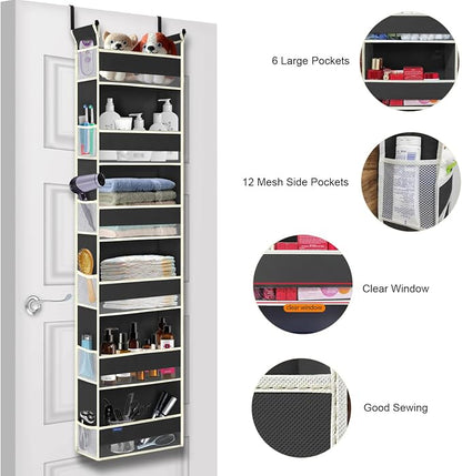 Over The Door Hanging Organizer 6-Shelves and 12 Side Pockets, Over The Door - Image 5