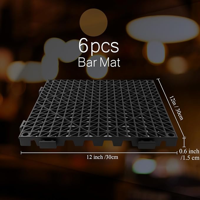 Tioncy 6 Pcs Bar Countertop Supplies Interlocking Mats 12 x 12 Inch Rubber - Image 2