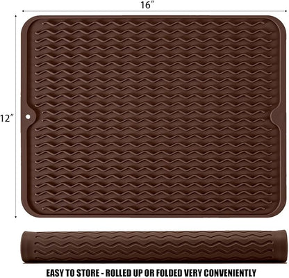 Silicone Dish Drying Mat, Non-Slip Easy Clean Sink Mat Large Heat-resistant - Image 2